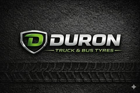 Duron Truck and Bus Tires logo with shield emblem on textured tire background