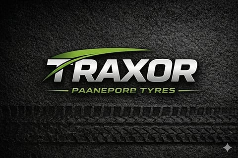 Traxor Paaneporp Tires logo on textured dark background with tire tread detail